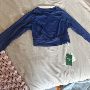 Halara Navy Long Sleeve Cropped Workout Top